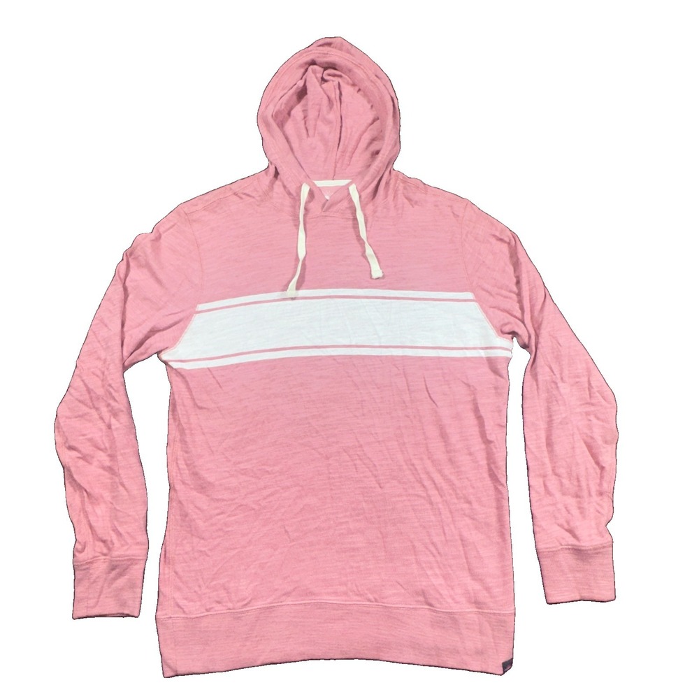 Faherty Hoodie Mens Medium Summer Red Surf Stripe Slub Pullover Sweatshirt